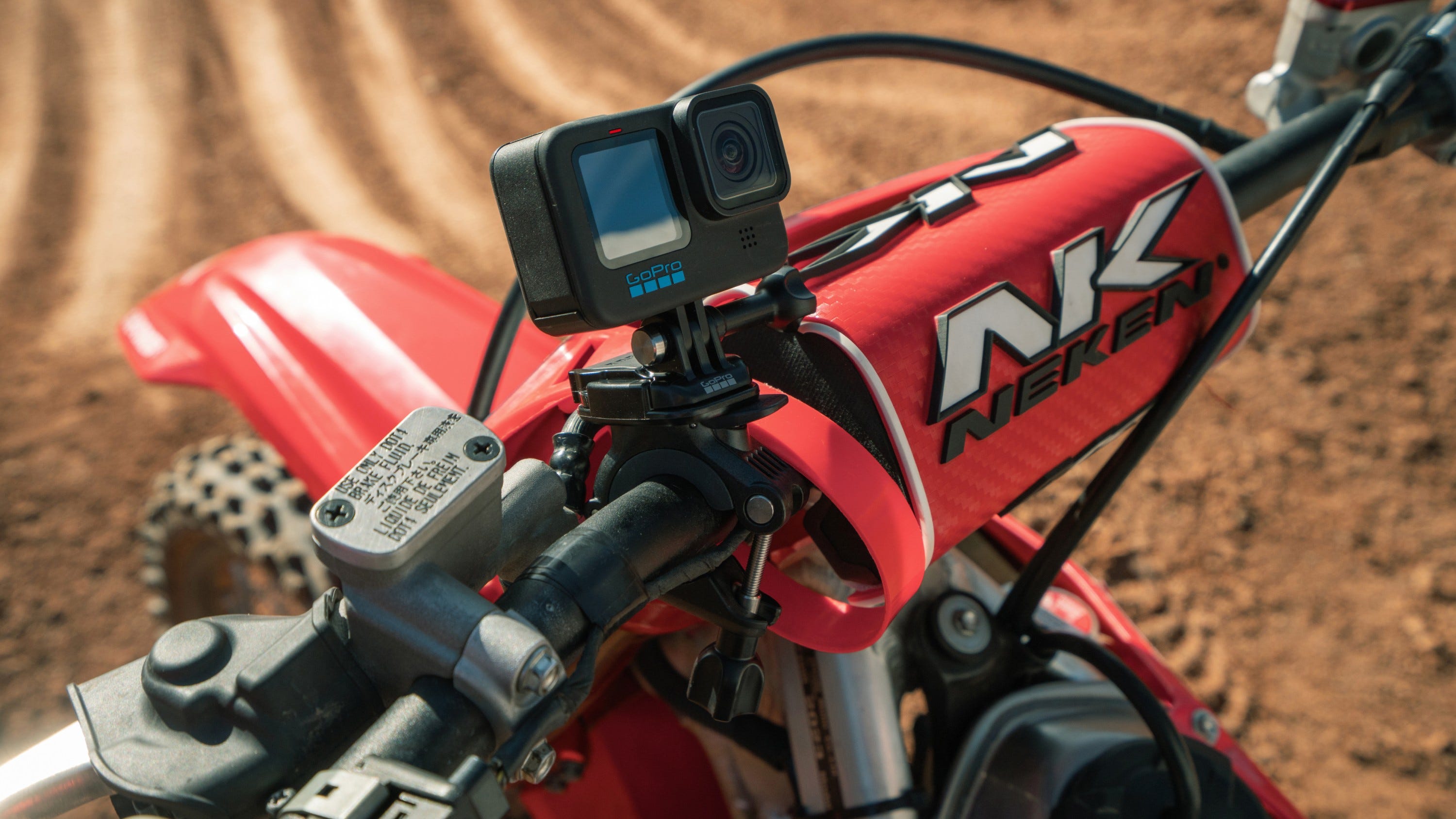 GoPro Handlebar Camera Mount mounted to dirt bike