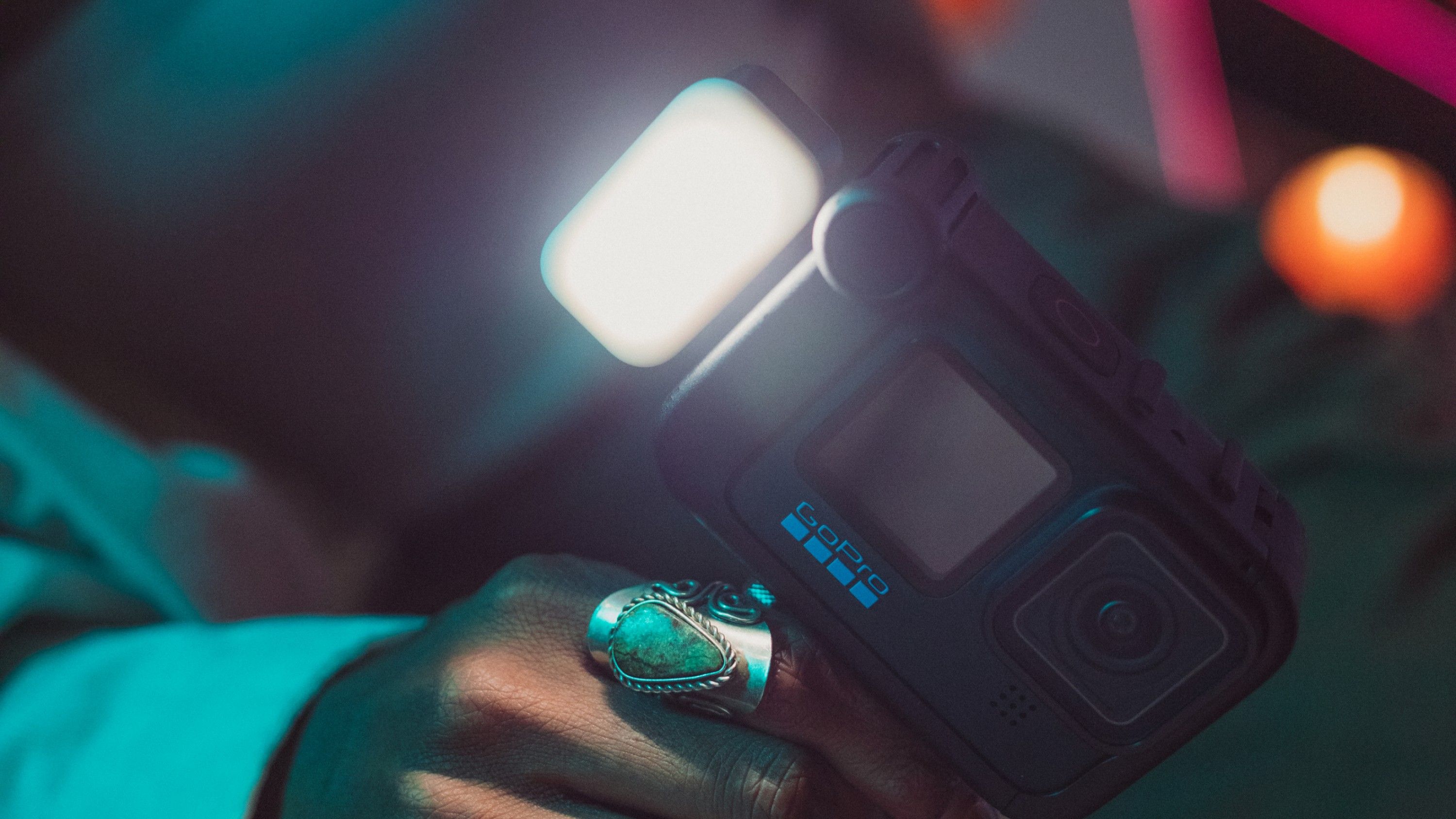 GoPro Media Mod Action Camera Mic with Light Mod attached