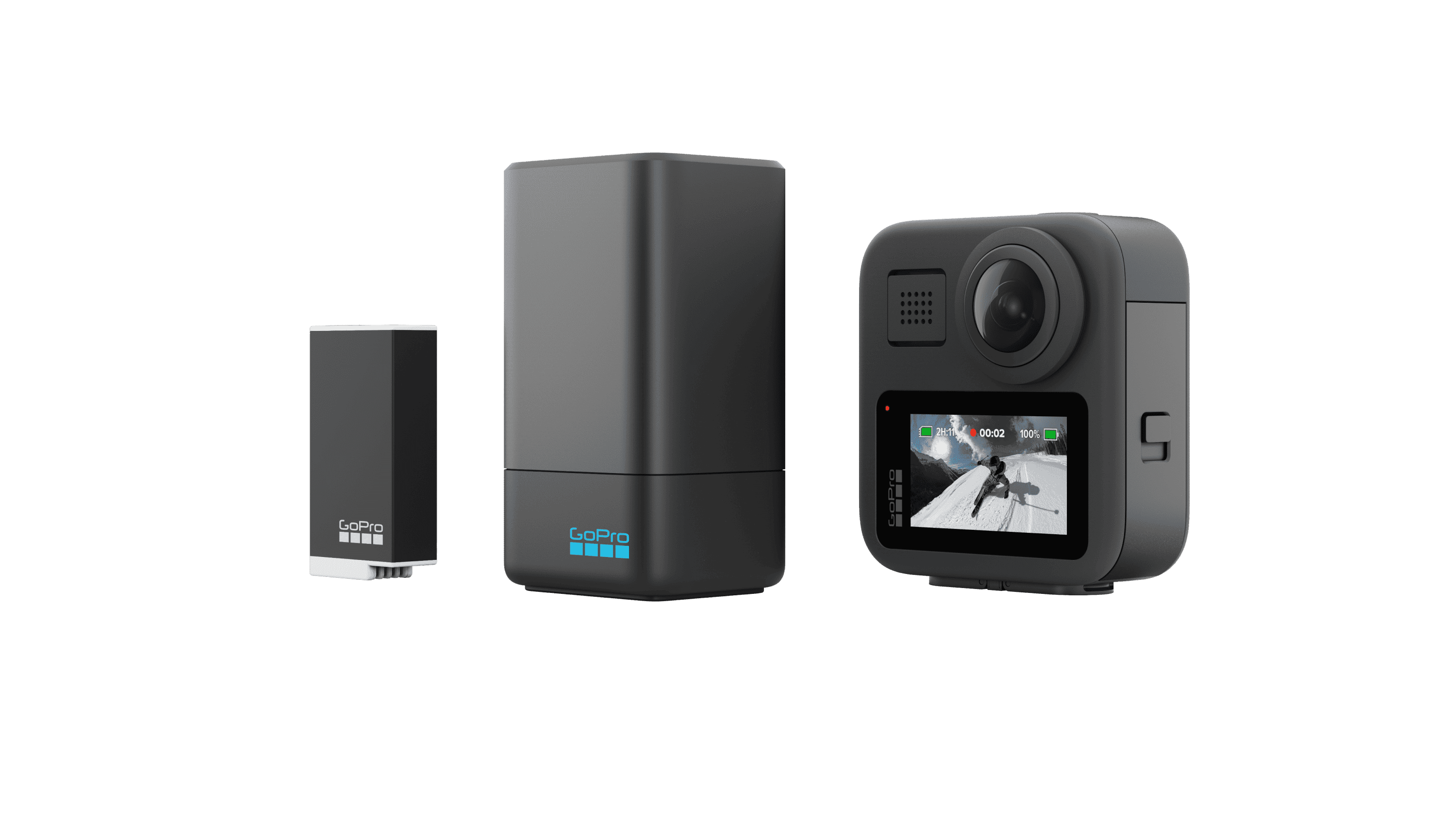 GoPro Max デュアルバッテリーチャージャー デュアルバッテリーチャージャー + Enduroバッテリー (MAX) - 高