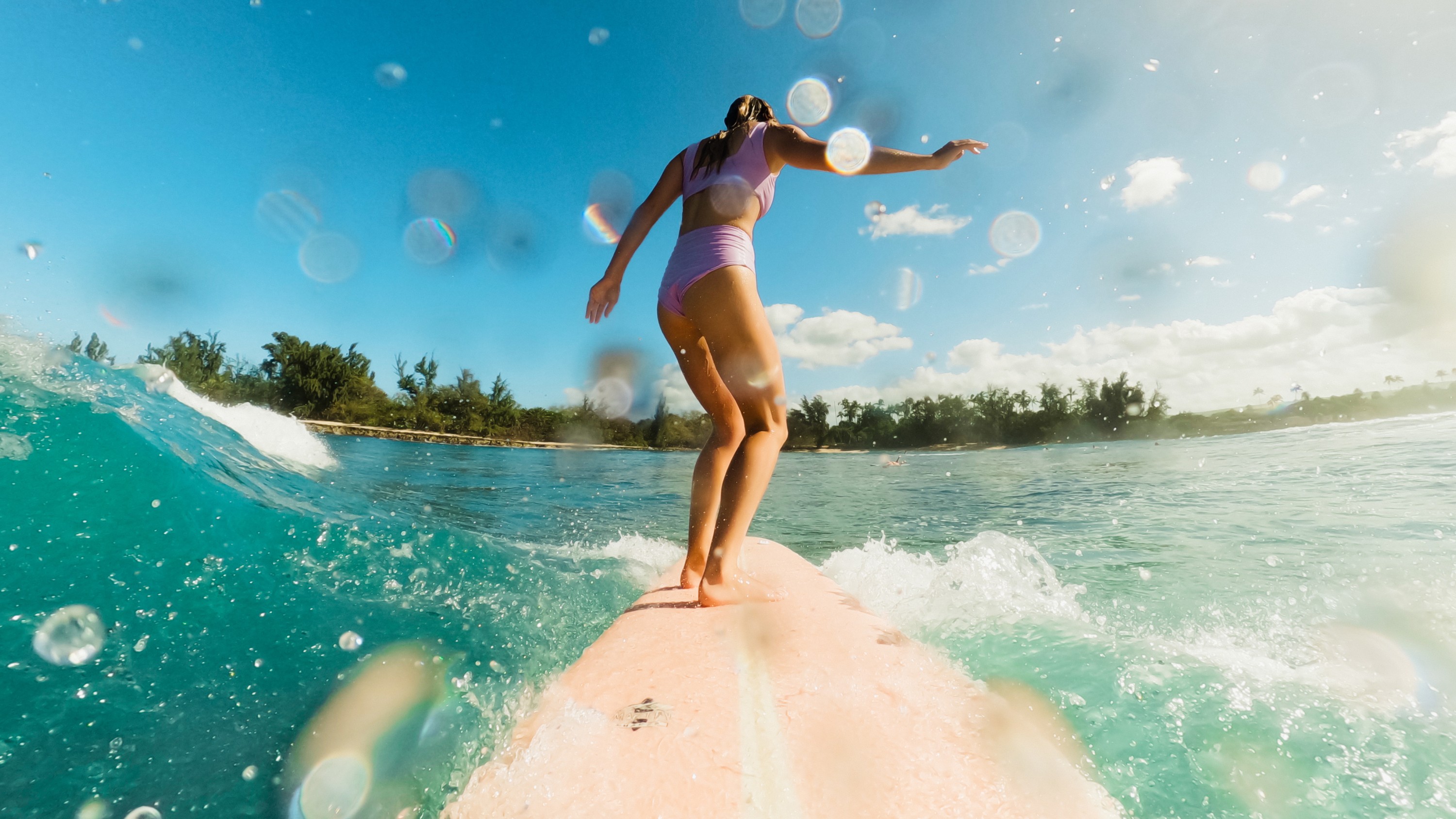 GoPro action camera mounted to surfboard