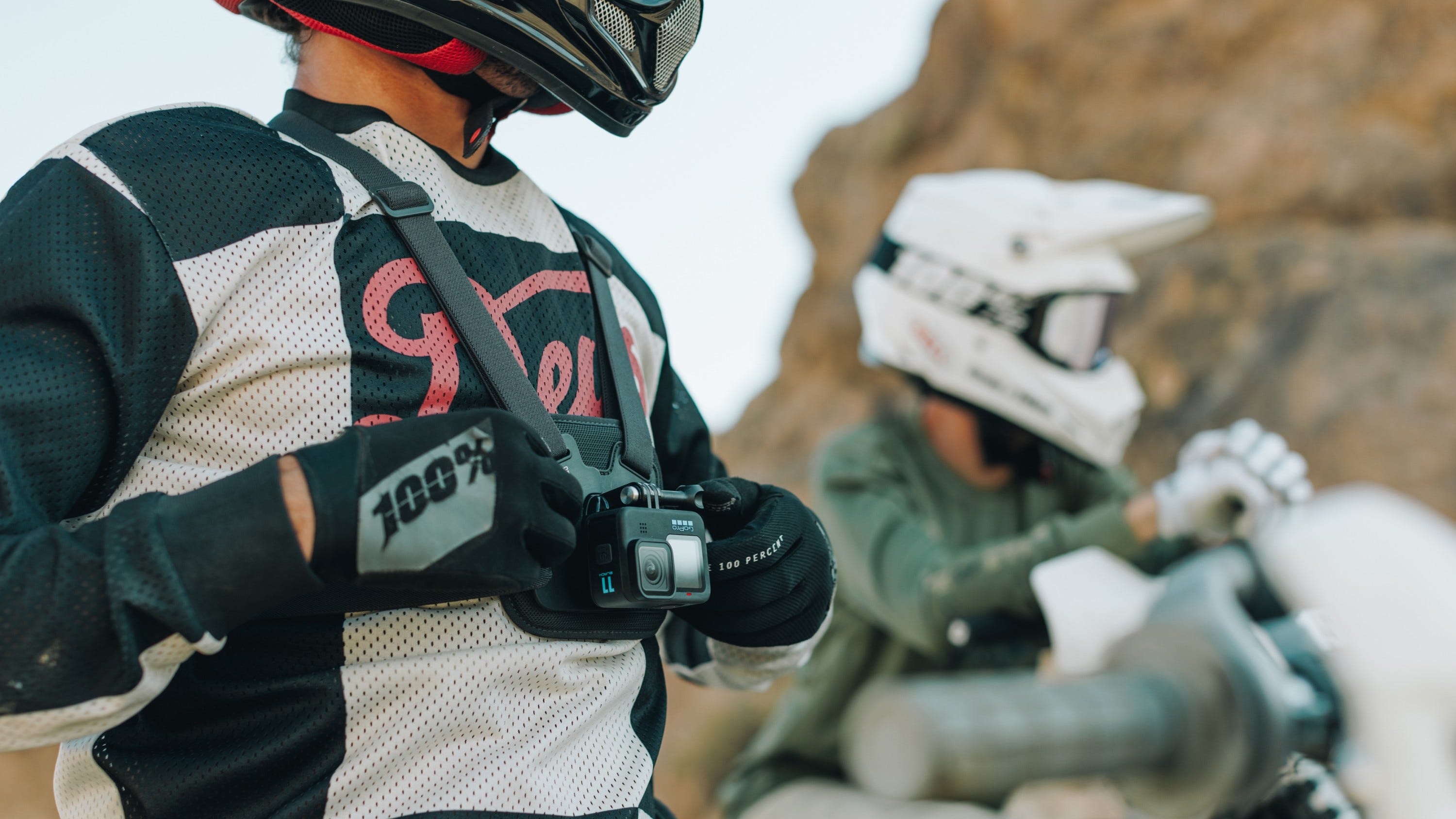 dirt bike riders wearing GoPro Chesty - Action Camera Body Mount