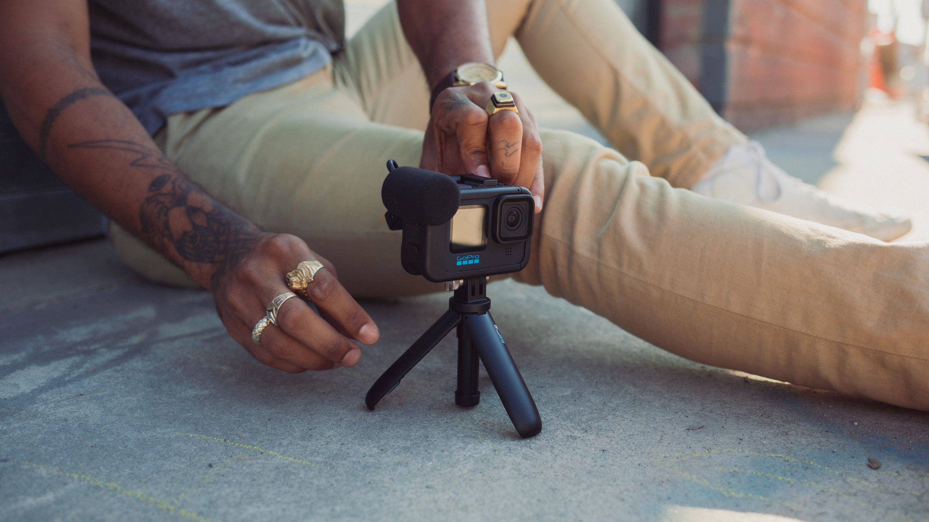 setting up GoPro Media Mod Action Camera Mic to record