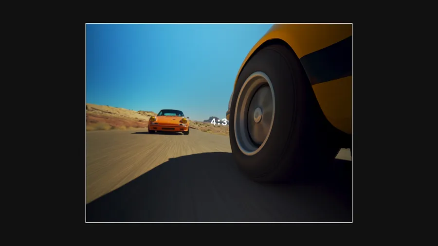 GoPro MISSION 1 open gate framing example showing flexible 4:3 capture for editing